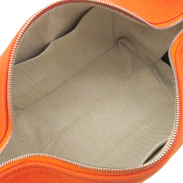 エルメス HERMES ブリッド ア ブラック PM オランジュフー コットンキャンバス ポーチ シルバー金具 バニティ Hロゴ バス用ポーチ