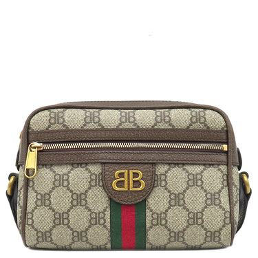 バレンシアガ BALENCIAGA ザ ハッカー プロジェクト カメラバッグ 680123 ベージュ×ブラウン キャンバス レザー ショルダーバッグ ヴィンテージ金具 GUCCI グッチ コラボ