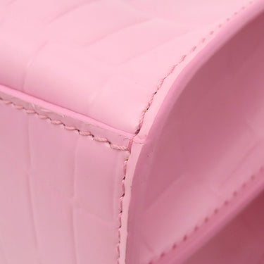 バレンシアガ BALENCIAGA ネオ クラシックシティ ミニ 638524 ピンク レザー 2WAYバッグ シルバー金具 クロコ型押し ハンドバッグ ショルダーバッグ