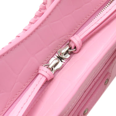 バレンシアガ BALENCIAGA ネオ クラシックシティ ミニ 638524 ピンク レザー 2WAYバッグ シルバー金具 クロコ型押し ハンドバッグ ショルダーバッグ