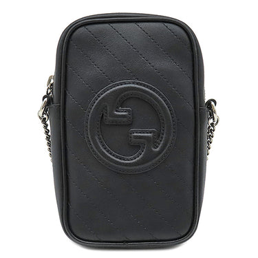 グッチ GUCCI ブロンディ ミニ チェーン ショルダー 760315 ブラック レザー ショルダーバッグ シルバー金具 黒 GG ロゴ ポシェット
