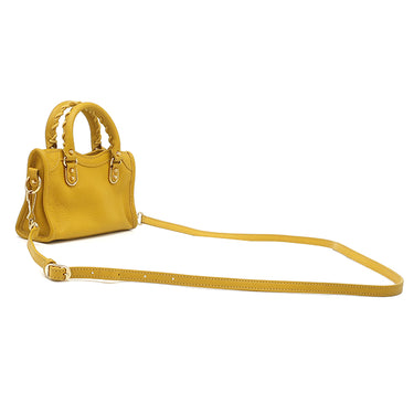 バレンシアガ BALENCIAGA シティ バッグ ミニ 453293 イエロー レザー 2WAYバッグ ゴールド金具 ハンドバッグ ショルダー ミラー付き