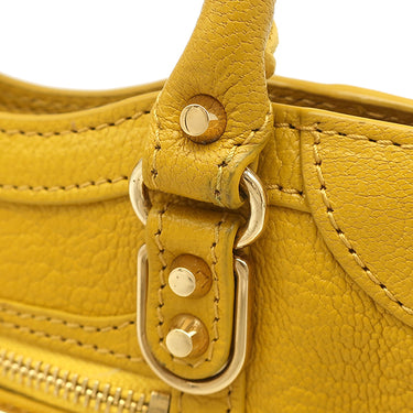 バレンシアガ BALENCIAGA シティ バッグ ミニ 453293 イエロー レザー 2WAYバッグ ゴールド金具 ハンドバッグ ショルダー ミラー付き