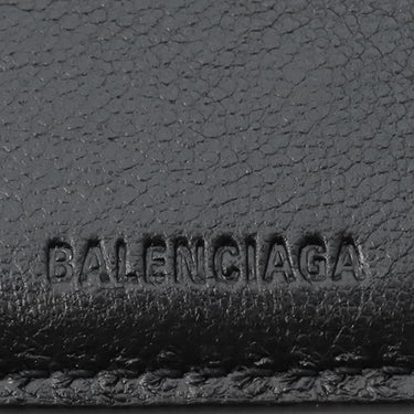 バレンシアガ BALENCIAGA キャッシュ スクエア フォールデット コインウォレット 594315 ブラック レザー 二つ折り財布 シルバー金具 黒 赤 白 ロゴ