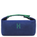エルメス HERMES ブリッド ア ブラック PM マリン コットンキャンバス ポーチ シルバー金具 バニティ Hロゴ バス用ポーチ