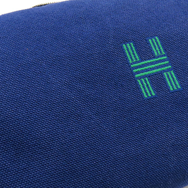 エルメス HERMES ブリッド ア ブラック PM マリン コットンキャンバス ポーチ シルバー金具 バニティ Hロゴ バス用ポーチ