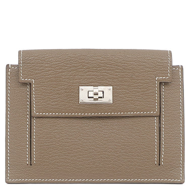 エルメス HERMES ケリーポケット コンパクト エトゥープ シェーブル コインケース シルバー金具 グレージュ