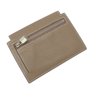 エルメス HERMES ケリーポケット コンパクト エトゥープ シェーブル コインケース シルバー金具 グレージュ