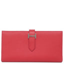 エルメス HERMES ベアンスフレ ルージュカザック ヴォーエプソン 長財布 シルバー金具 赤