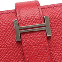 エルメス HERMES ベアンスフレ ルージュカザック ヴォーエプソン 長財布 シルバー金具 赤