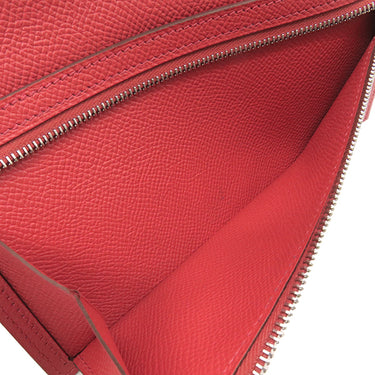エルメス HERMES ベアンスフレ ルージュカザック ヴォーエプソン 長財布 シルバー金具 赤
