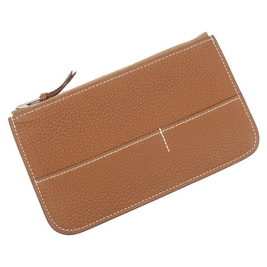 エルメス HERMES ドゴンデュオ ドゴンGM ゴールド トゴ 長財布 シルバー金具 茶