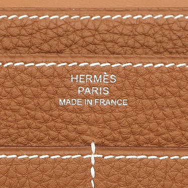 エルメス HERMES ドゴンデュオ ドゴンGM ゴールド トゴ 長財布 シルバー金具 茶