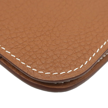エルメス HERMES ドゴンデュオ ドゴンGM ゴールド トゴ 長財布 シルバー金具 茶