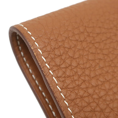 エルメス HERMES ドゴンデュオ ドゴンGM ゴールド トゴ 長財布 シルバー金具 茶