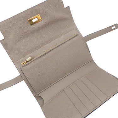 エルメス HERMES ケリーウォレット ミディアム グリアスファスト ヴォーエプソン 長財布 ゴールド金具 三つ折り
