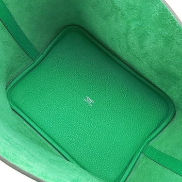 エルメス HERMES ピコタンロックMM エクラ ミント×ヴェールボスフォール トリヨンクレマンス スイフト ハンドバッグ シルバー金具 緑 青緑 バイカラー