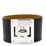エルメス HERMES ケリードッグ ブラック×シルバー レザー メタル ブレスレット バングル 黒 SV金具
