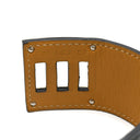 エルメス HERMES ケリードッグ ブラック×シルバー レザー メタル ブレスレット バングル 黒 SV金具