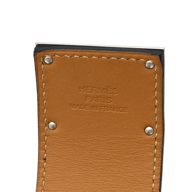 エルメス HERMES ケリードッグ ブラック×シルバー レザー メタル ブレスレット バングル 黒 SV金具