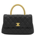 シャネル CHANEL ココハンドル ブラック ラムスキン 2WAYバッグ ゴールド金具 トップハンドル 黒 ショルダーバッグ