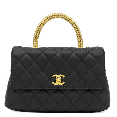 シャネル CHANEL ココハンドル ブラック ラムスキン 2WAYバッグ ゴールド金具 トップハンドル 黒 ショルダーバッグ