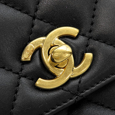 シャネル CHANEL ココハンドル ブラック ラムスキン 2WAYバッグ ゴールド金具 トップハンドル 黒 ショルダーバッグ