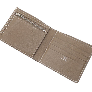 エルメス HERMES Hセリエ コンパクト エトゥープ エバーカラー 二つ折り財布 グレージュ 2024年製