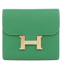 エルメス HERMES コンスタンス コンパクト ヴェールヴェルティゴ ヴォーエプソン 二つ折り財布 ゴールド金具 緑