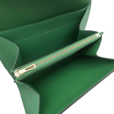 エルメス HERMES コンスタンス コンパクト ヴェールヴェルティゴ ヴォーエプソン 二つ折り財布 ゴールド金具 緑