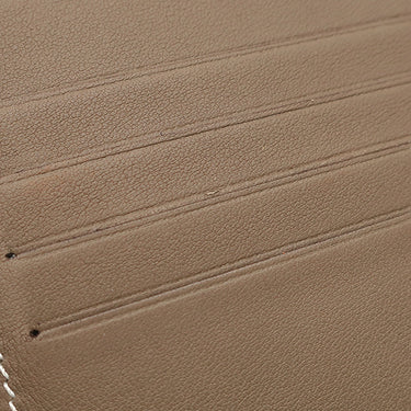 エルメス HERMES シチズンツイル コンパクト エトゥープ×ブルータラサ ヴォースイフト シルク 二つ折り財布 グレージュ 札入れ カード入れ