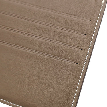 エルメス HERMES シチズンツイル コンパクト エトゥープ×ブルータラサ ヴォースイフト シルク 二つ折り財布 グレージュ 札入れ カード入れ