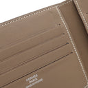 エルメス HERMES シチズンツイル コンパクト エトゥープ×ブルータラサ ヴォースイフト シルク 二つ折り財布 グレージュ 札入れ カード入れ