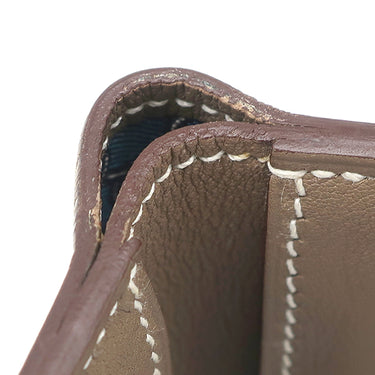 エルメス HERMES シチズンツイル コンパクト エトゥープ×ブルータラサ ヴォースイフト シルク 二つ折り財布 グレージュ 札入れ カード入れ
