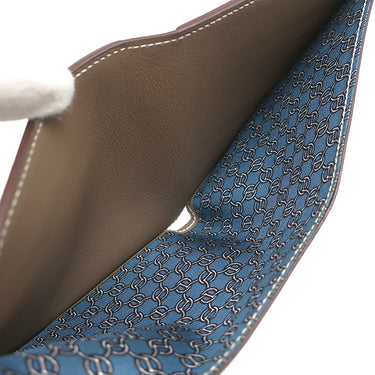 エルメス HERMES シチズンツイル コンパクト エトゥープ×ブルータラサ ヴォースイフト シルク 二つ折り財布 グレージュ 札入れ カード入れ