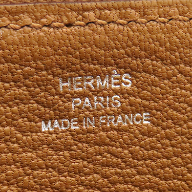エルメス HERMES カーゴ ポケット ジップ エクリュ×ゴールド トワルアッシュ ヴォースイフト ポーチ シルバー金具 茶 2024年製