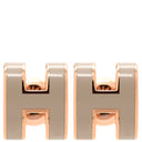 エルメス HERMES ポップアッシュ Hピアス ミニ マロングラッセ×ローズゴールド GP エナメル ピアス ピンクゴールド H型