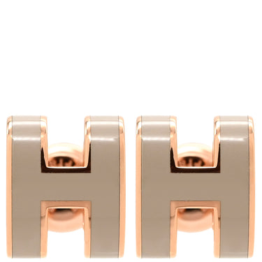 エルメス HERMES ポップアッシュ Hピアス ミニ マロングラッセ×ローズゴールド GP エナメル ピアス ピンクゴールド H型