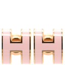 エルメス HERMES ポップアッシュ Hピアス ミニ ローズドラジェ×ローズゴールド GP エナメル ピアス PG金具 Hモチーフ RG PG ピンク