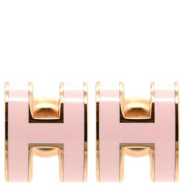 エルメス HERMES ポップアッシュ Hピアス ミニ ローズドラジェ×ローズゴールド GP エナメル ピアス PG金具 Hモチーフ RG PG ピンク