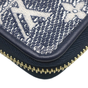 ルイヴィトン LOUIS VUITTON ジッピーウォレット M82468 ネイビー レザー モノグラムジャガード 長財布 ゴールド金具 ホログラフィック メタリック ラウンドファスナー