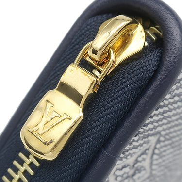ルイヴィトン LOUIS VUITTON ジッピーウォレット M82468 ネイビー レザー モノグラムジャガード 長財布 ゴールド金具 ホログラフィック メタリック ラウンドファスナー