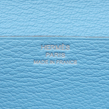 エルメス HERMES ベアンスフレ セレスト シェーブル 長財布 シルバー金具 二つ折り財布