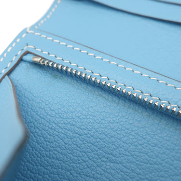 エルメス HERMES ベアンスフレ セレスト シェーブル 長財布 シルバー金具 二つ折り財布