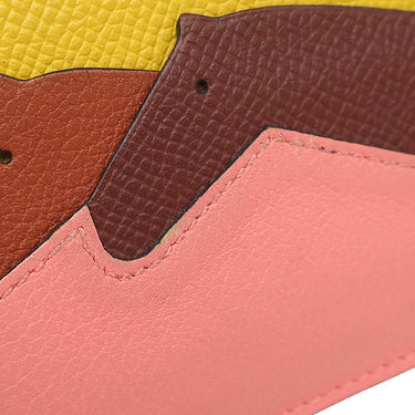 エルメス HERMES プティ シュヴォー オリゾンタル ローズエテ×ルージュアッシュ×ブリック×ジョーヌアンプル エバーカラー ヴォーエプソン カードケース 馬モチーフ