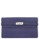 エルメス HERMES ケリーウォレット ヴェルソ ブルーアンクル×ブルーゼリージュ ヴォーエプソン 長財布 シルバー金具 紺 青