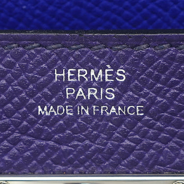 エルメス HERMES ケリーウォレット ヴェルソ ブルーアンクル×ブルーゼリージュ ヴォーエプソン 長財布 シルバー金具 紺 青