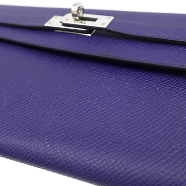 エルメス HERMES ケリーウォレット ヴェルソ ブルーアンクル×ブルーゼリージュ ヴォーエプソン 長財布 シルバー金具 紺 青