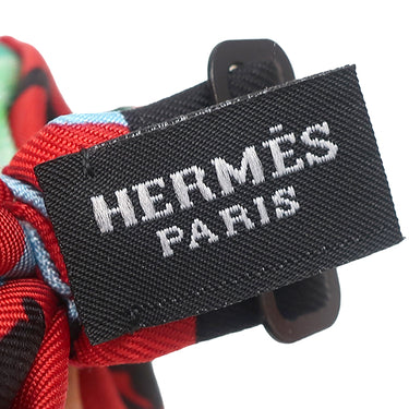 エルメス HERMES ヌーパピヨン H782974S ルージュ×ブルー×ヴェール シルク ネクタイ 赤 蝶ネクタイ ボウネクタイ 【熱帯のモダニズム】