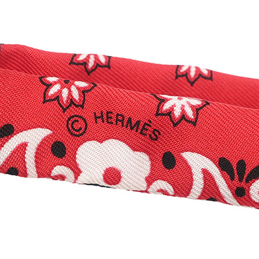 エルメス HERMES ヌーパピヨン H782979S ルージュ×ブラック×ホワイト シルク ネクタイ 赤 蝶ネクタイ ボウネクタイ 【花咲く織物】